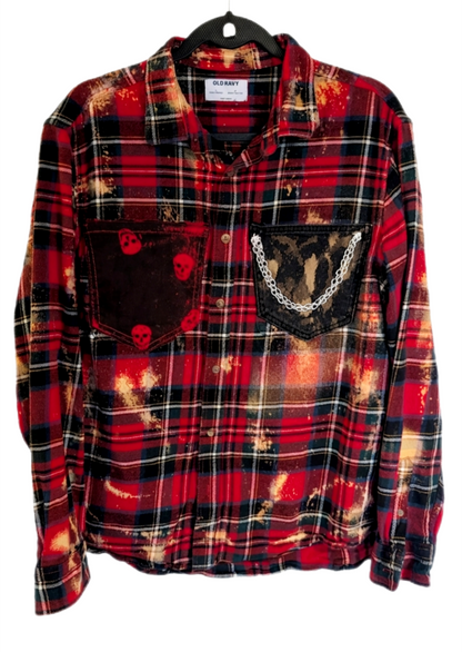 Gender neutral Kurt Cobain quote upcycled flannel- womens XL men's L