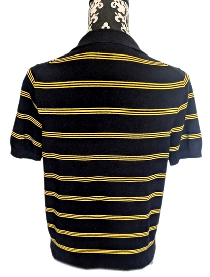 Womens striped collared NIRVANA sweater/ top- MED