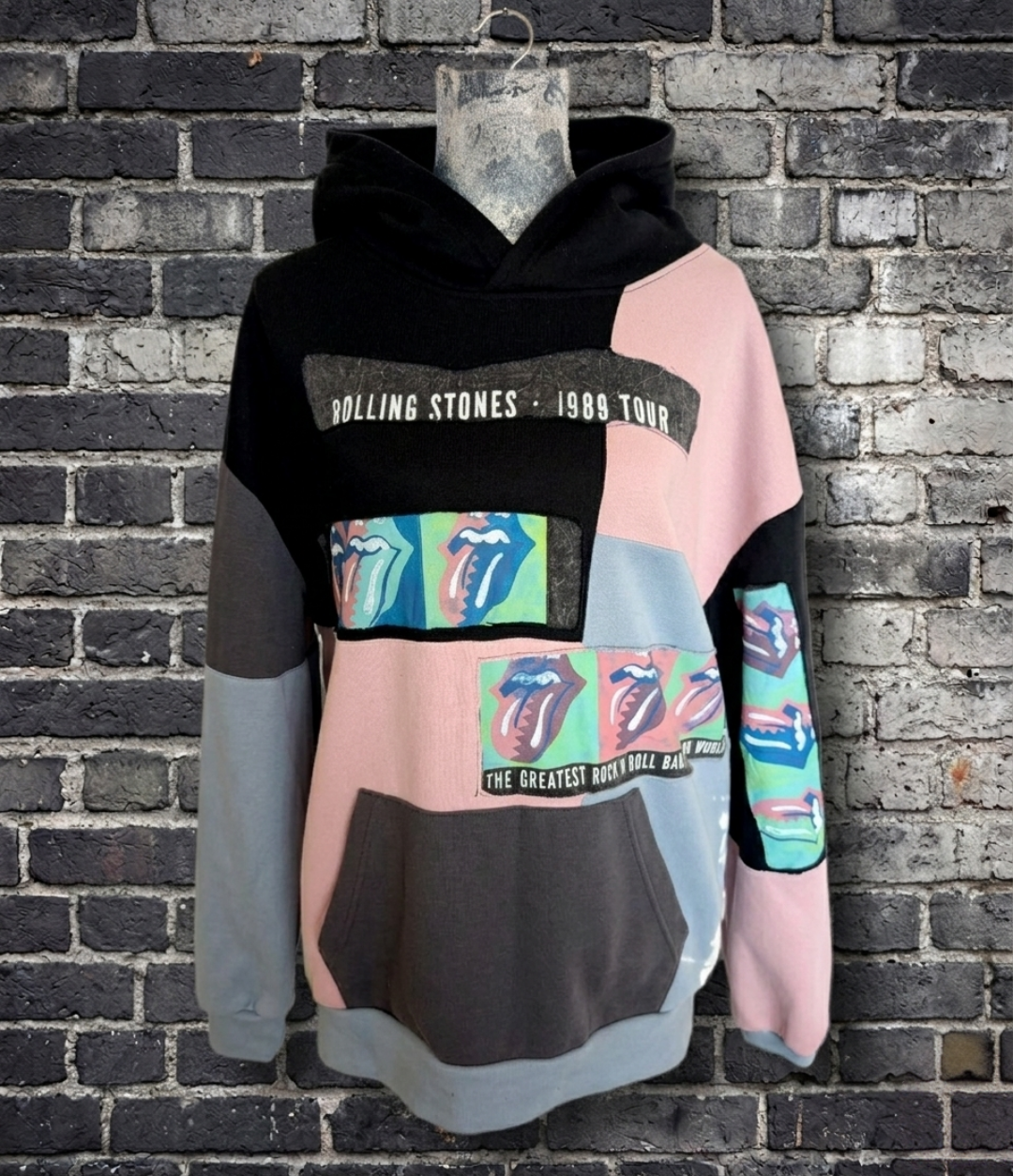 Gender Neutral Rolling Stones 89' reworked Hoodie- mens XL womens XXL