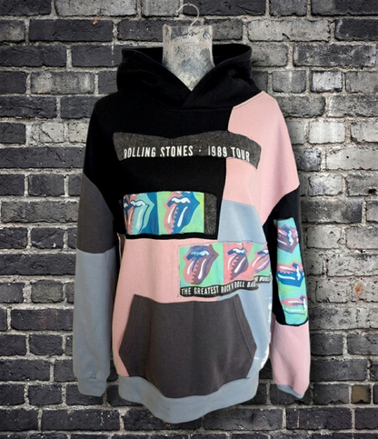 Gender Neutral Rolling Stones 89' reworked Hoodie- mens XL womens XXL