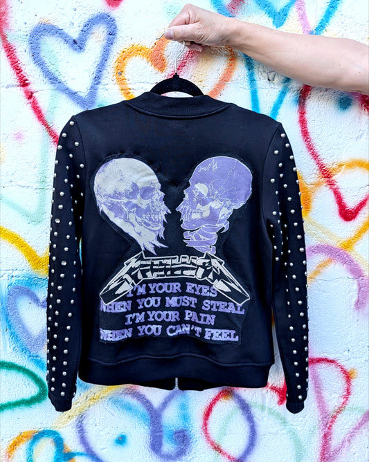 Womens studded sweater/jacket with Metallica - Medium