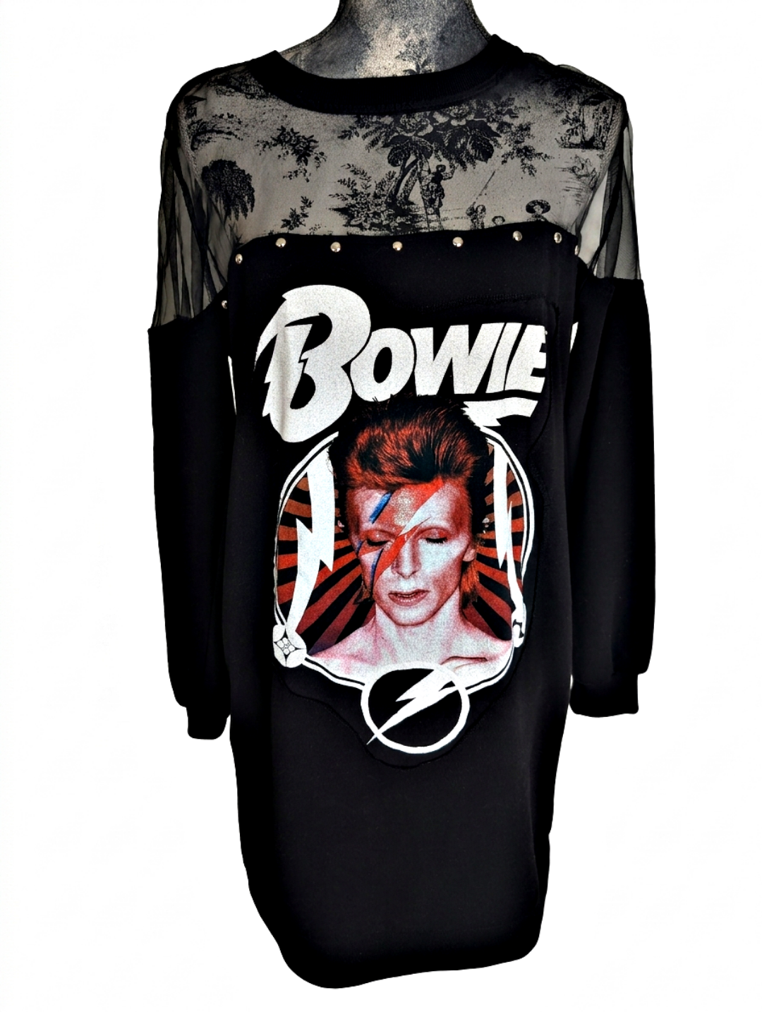 Womens BOWIE sweater dress with sheer shoulders- size XL