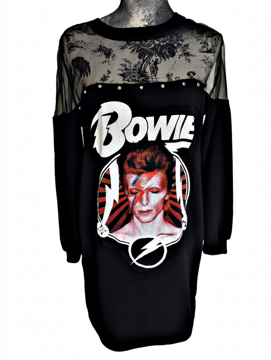 Womens BOWIE sweater dress with sheer shoulders- size XL