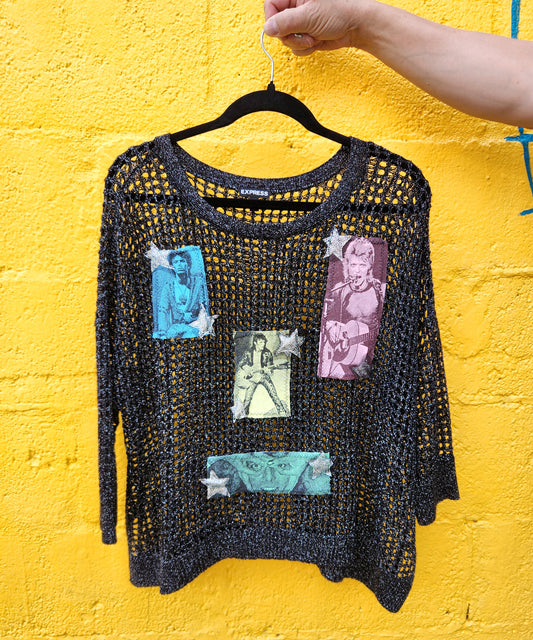 Bowie sparkly mesh sweater- womens L