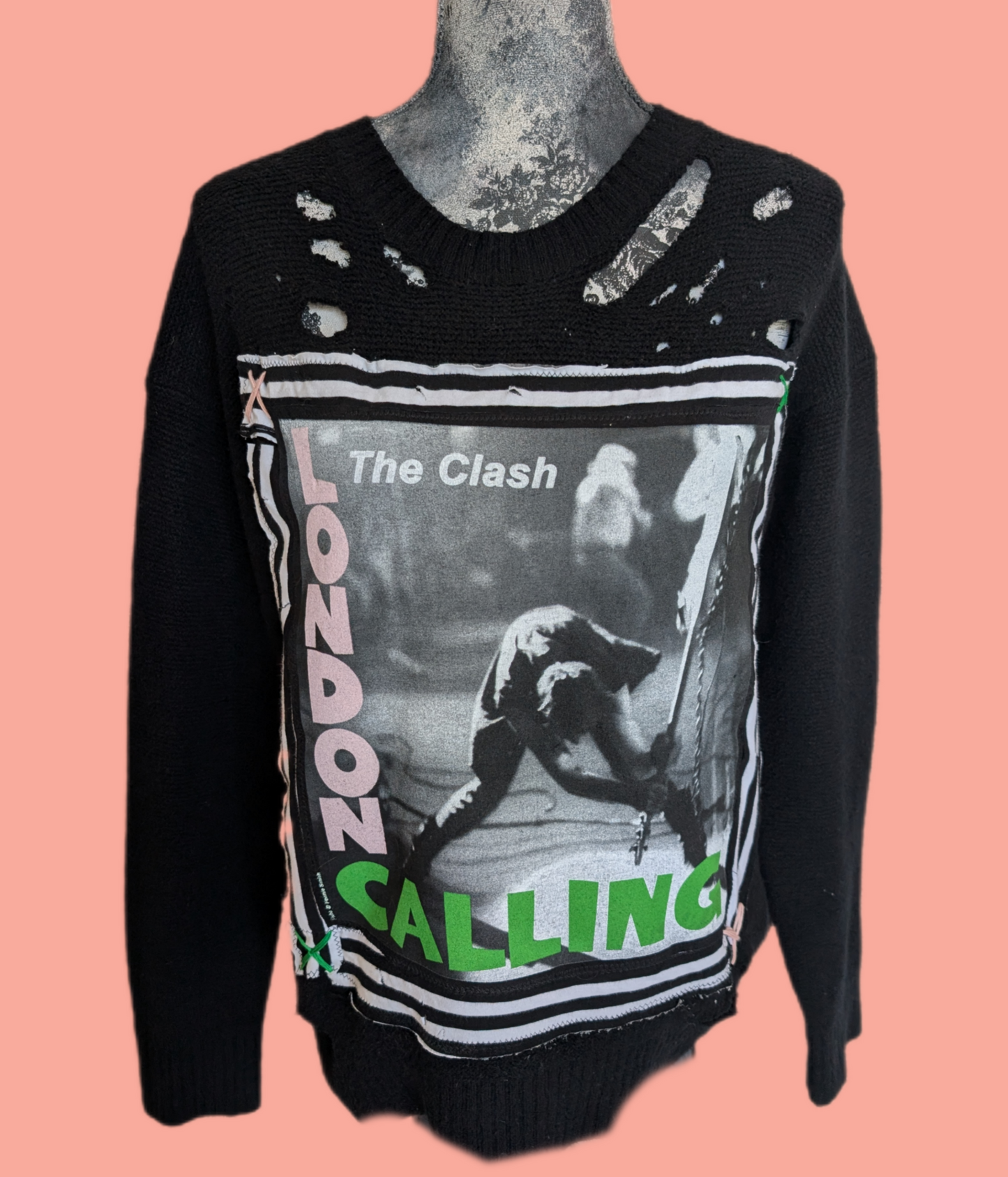 Womens punk sweater with The Clash- Large