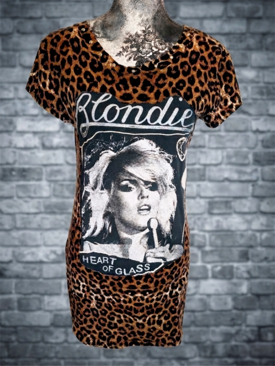 Womens leopard Blondie T-shirt Dress- size Med