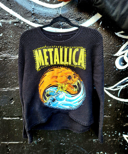 Womens upcycled sweater with Metallica- size M/L