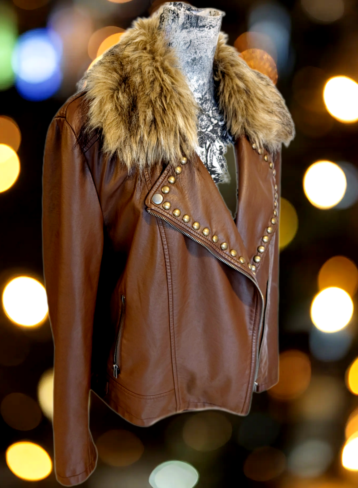 Womens faux leather Bob Dylan jacket- size XL