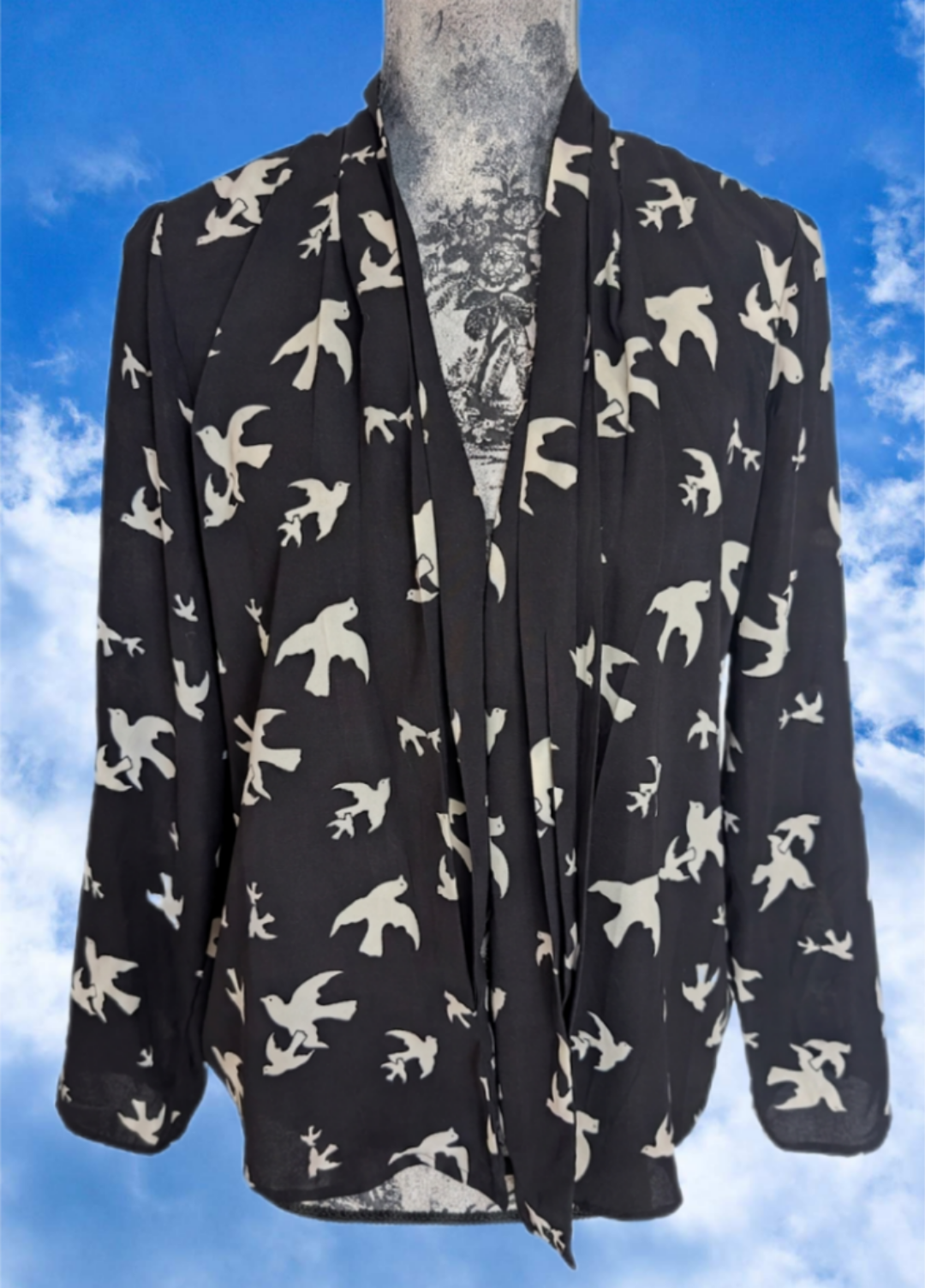 JIMI Hendrix sheer dove blouse - size Medium