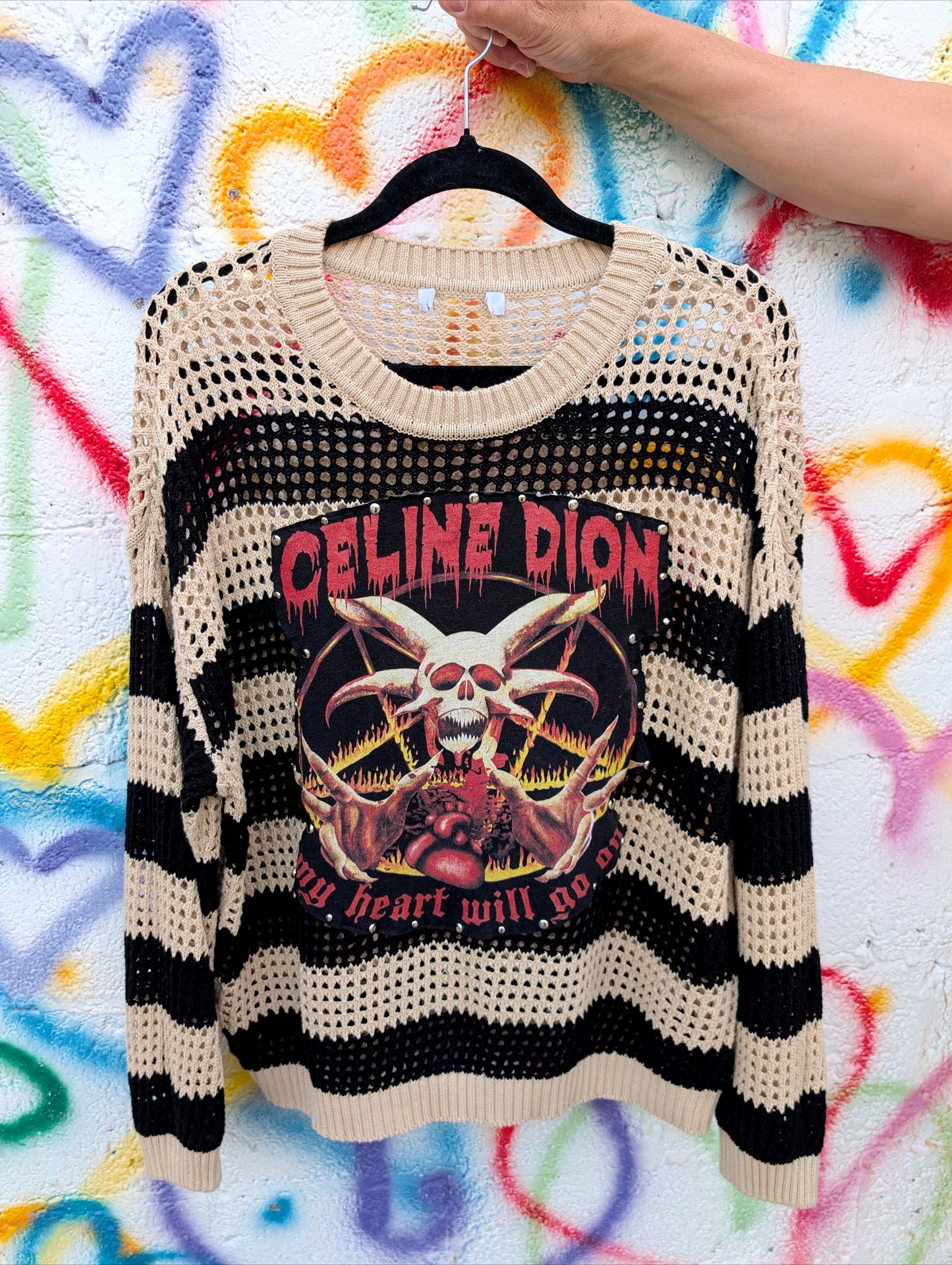 Womens striped Metal Celine Dion sweater - Large