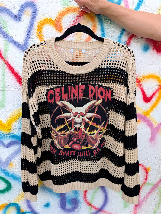 Womens striped Metal Celine Dion sweater - Large