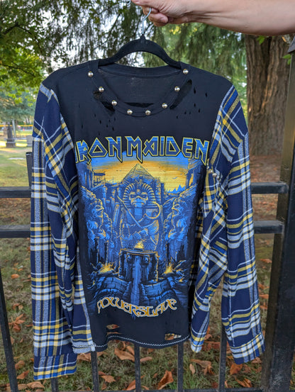 Womens Iron Maiden Flannel/ tee hybrid top- size XL