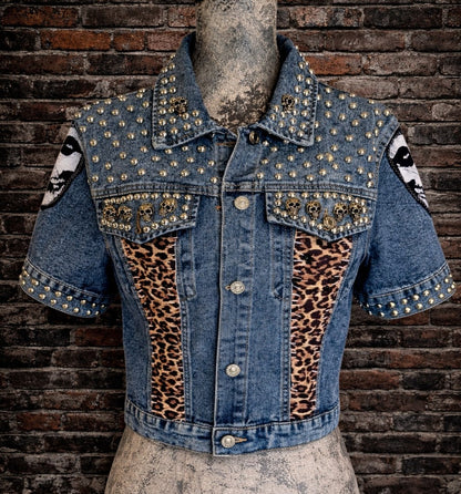 Die Die My Darling cropped Misfits punk denim jacket- womens XL