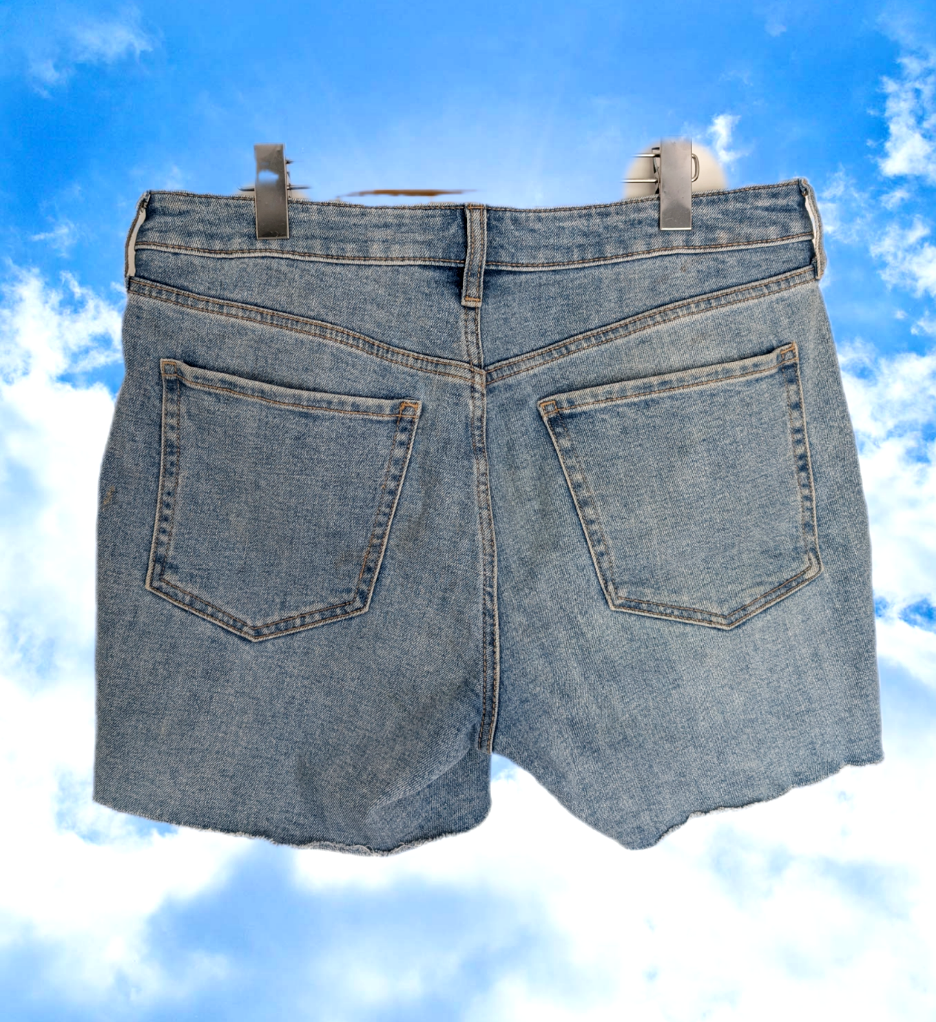 Womens denim Rolling Stones upcycled short