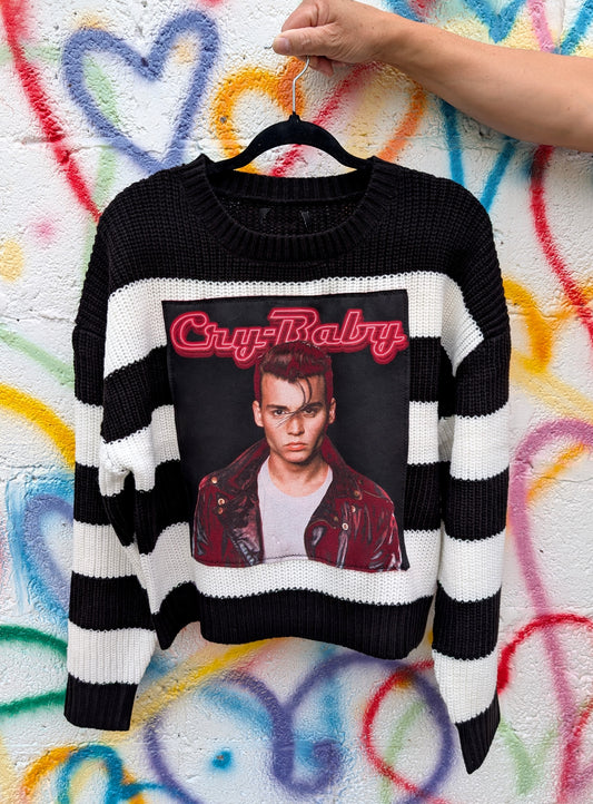 Cry Baby striped sweater- size L