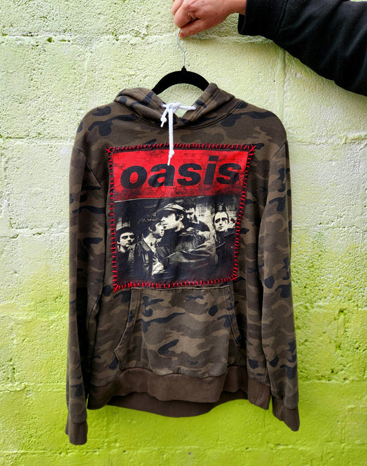 Gender Neutrel camo Oasis reworked Hoodie- Mens L/ womens L
