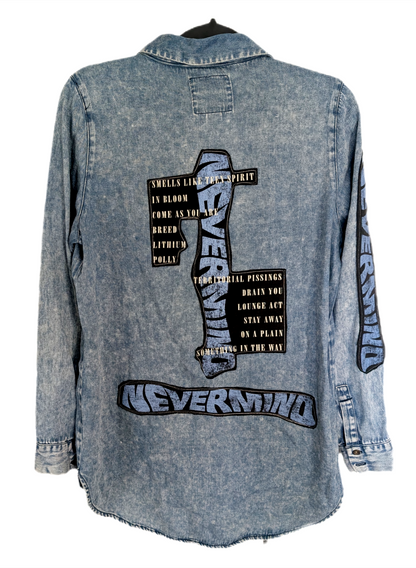 Womens denim NIRVANA Nevermind button up shirt - size Large