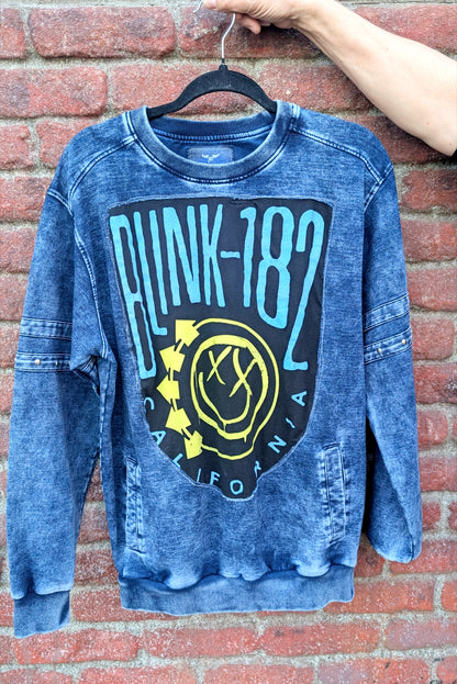 Womens Upcycled BLINK 182 double sided sweatshirt with studding- size L