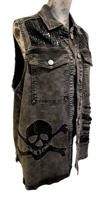Womens METALLICA long denim vest- size XL
