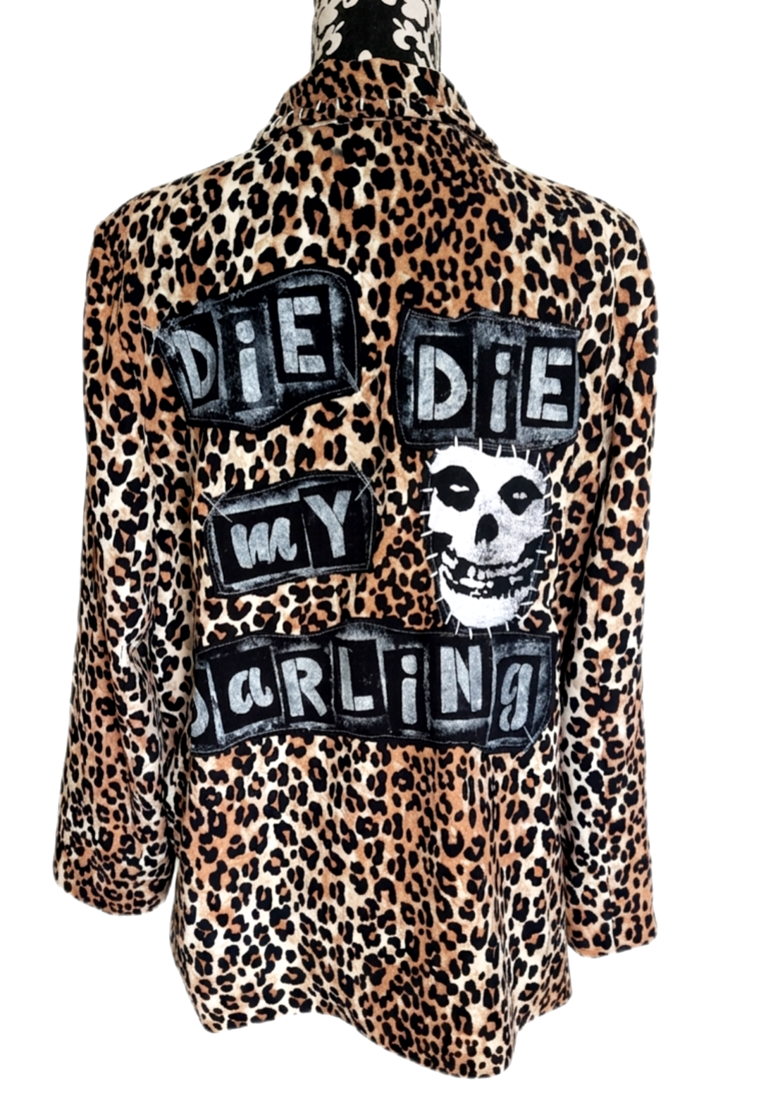 Womens Leopard Die Die My Darling punk blazer jacket- size XL