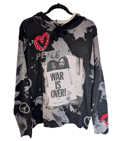 Womens War Is Over Lennon graffiti hooded sweater - Large