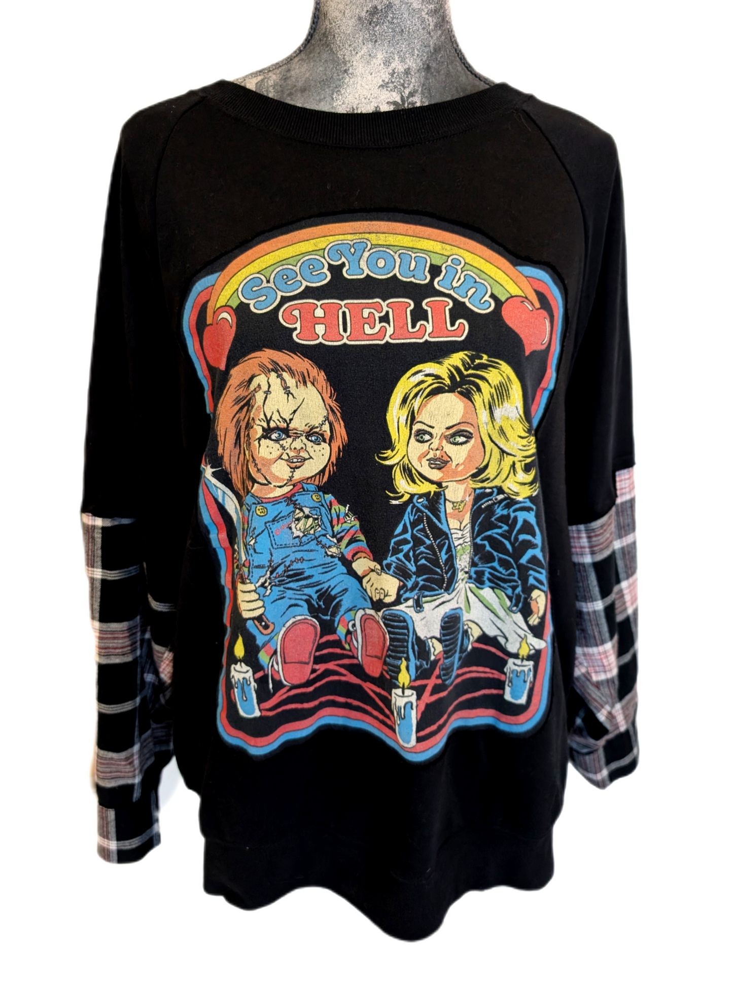 Chucky See You In Hell upcycle sweatshirt- size Large