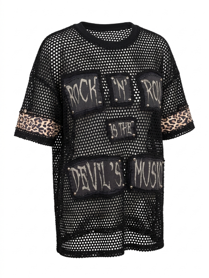 Mesh Rock N' Roll is the Devil's Music top- womens L