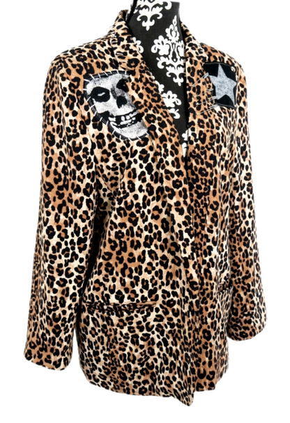 Womens Leopard Die Die My Darling punk blazer jacket- size XL