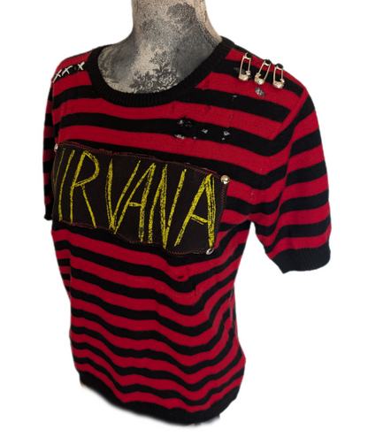 women's reworked Nirvana striped sweater- size MED