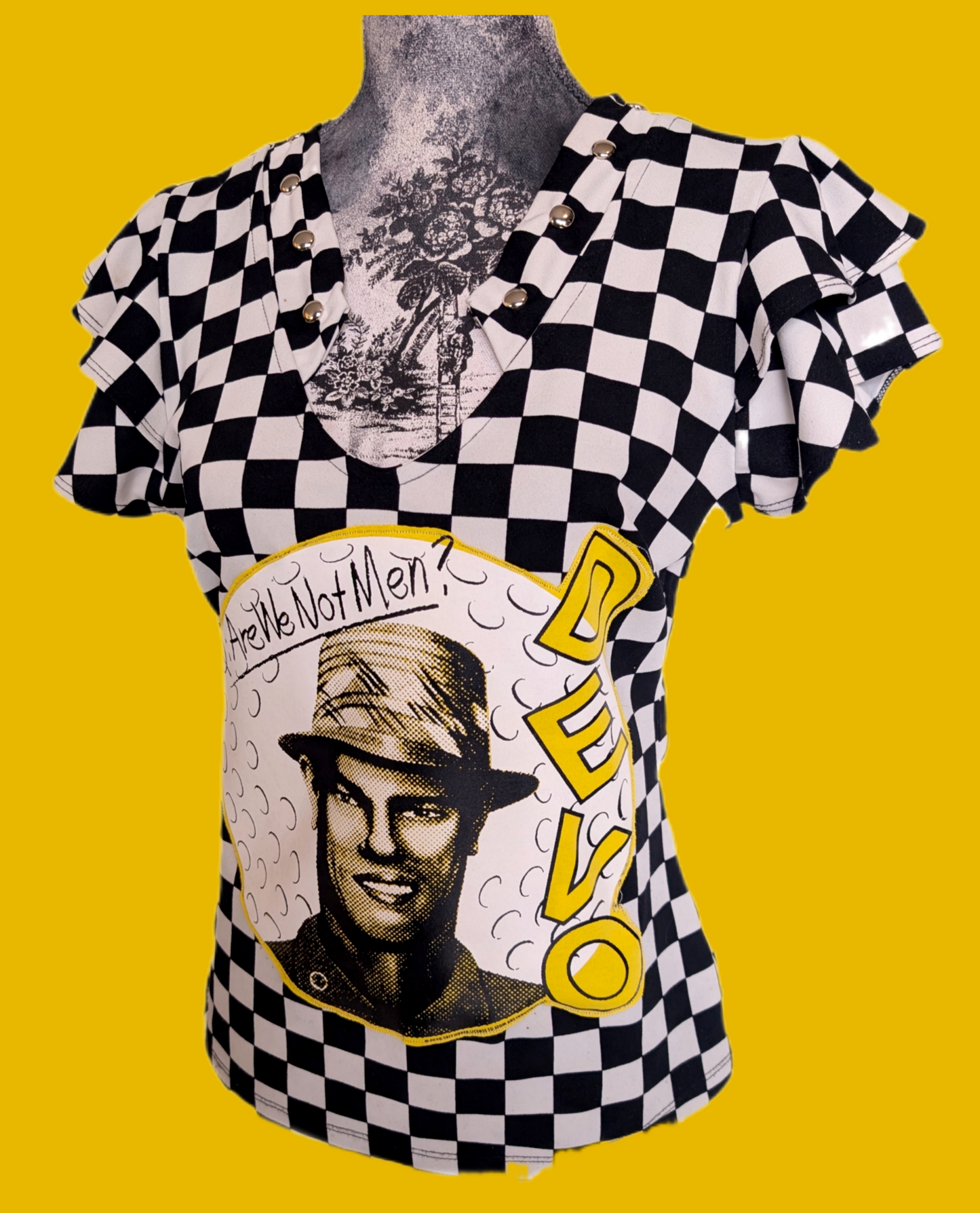 Womens checkered DEVO top- Medium