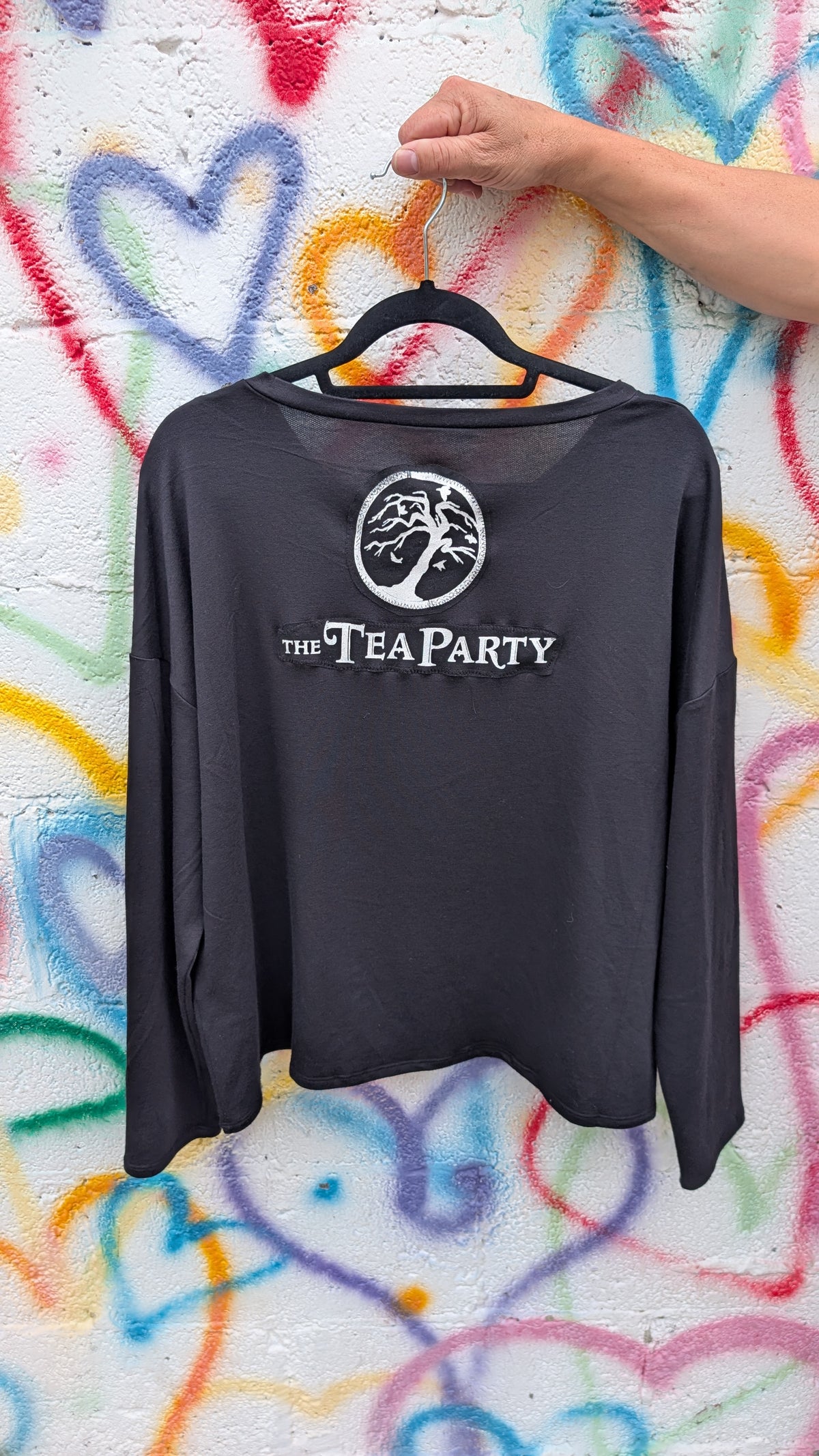 Womens The Tea Party upcycled top- size XL