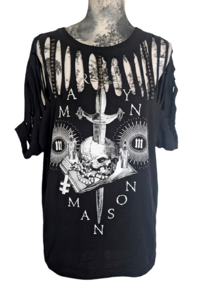 Womens distressed Marilyn Manson tee size XL