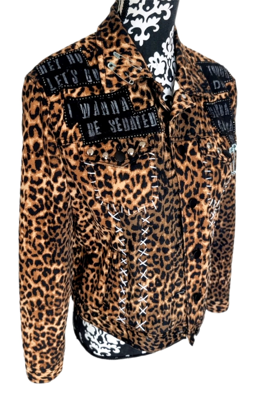 Womens punk leopard denim with The Ramones- size MEDIUM