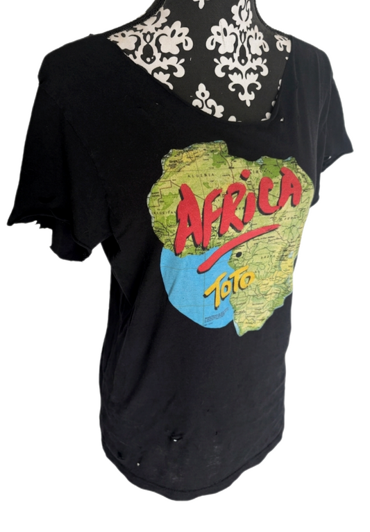 Distressed  TOTO AFRICA tshirt- womens L