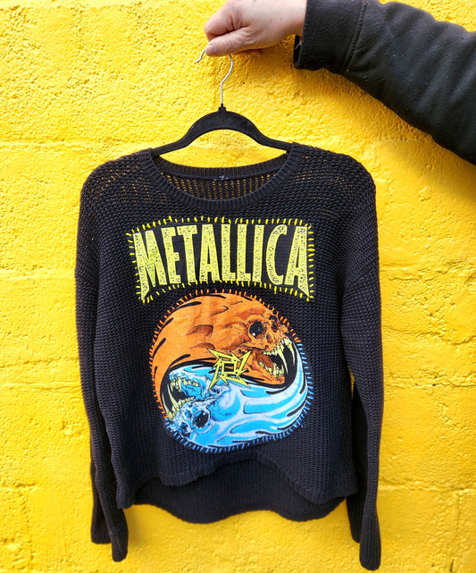 Womens upcycled sweater with Metallica- size M/L