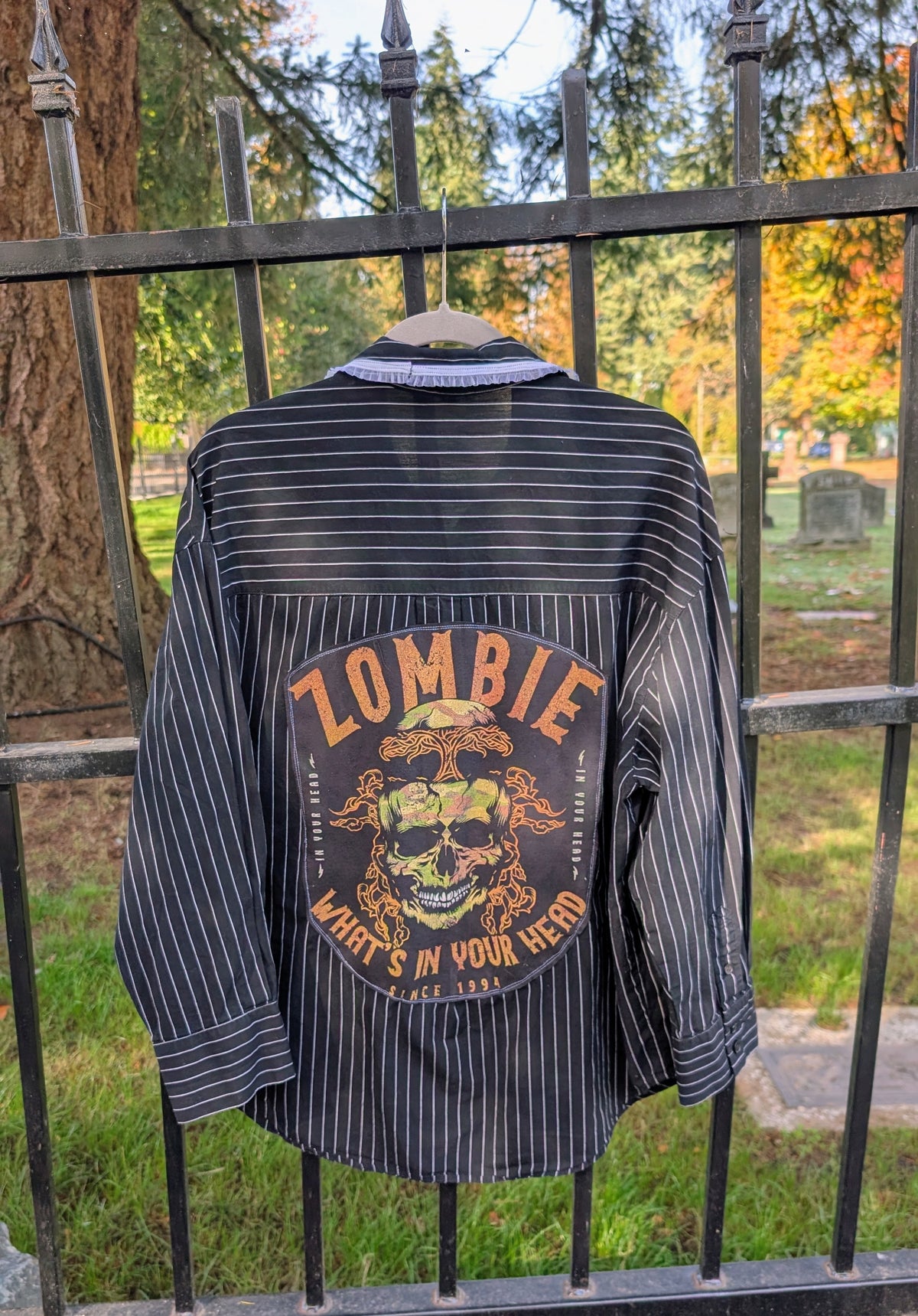The Zombie pinstripe button up- size XL