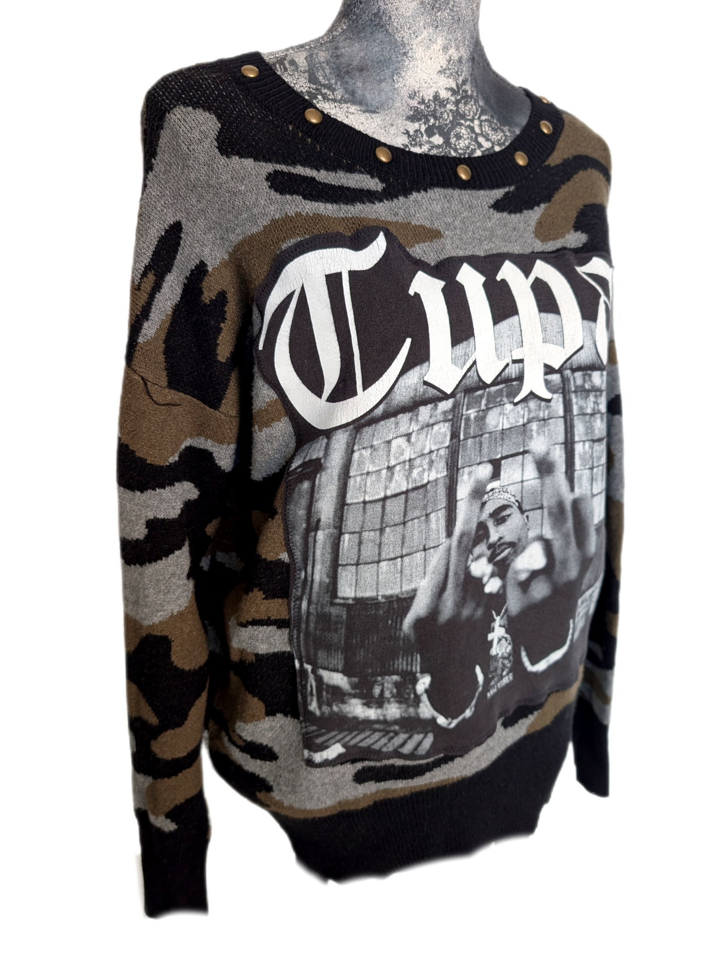 Womens TUPAC Camo Knit sweater- M/ L
