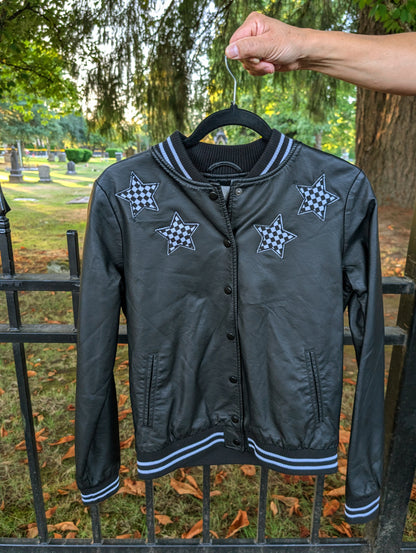 Womens Wednesday"We prefer Spooky" faux leather jacket- womens Small
