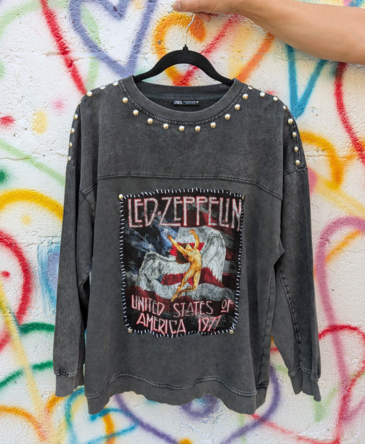 Reworked/ upcycled Led Zeppelin sweater- womens XL