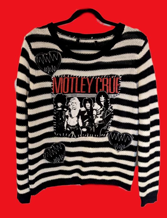 Womens Mötley Crüe striped KickStart my Heart sweater- Med