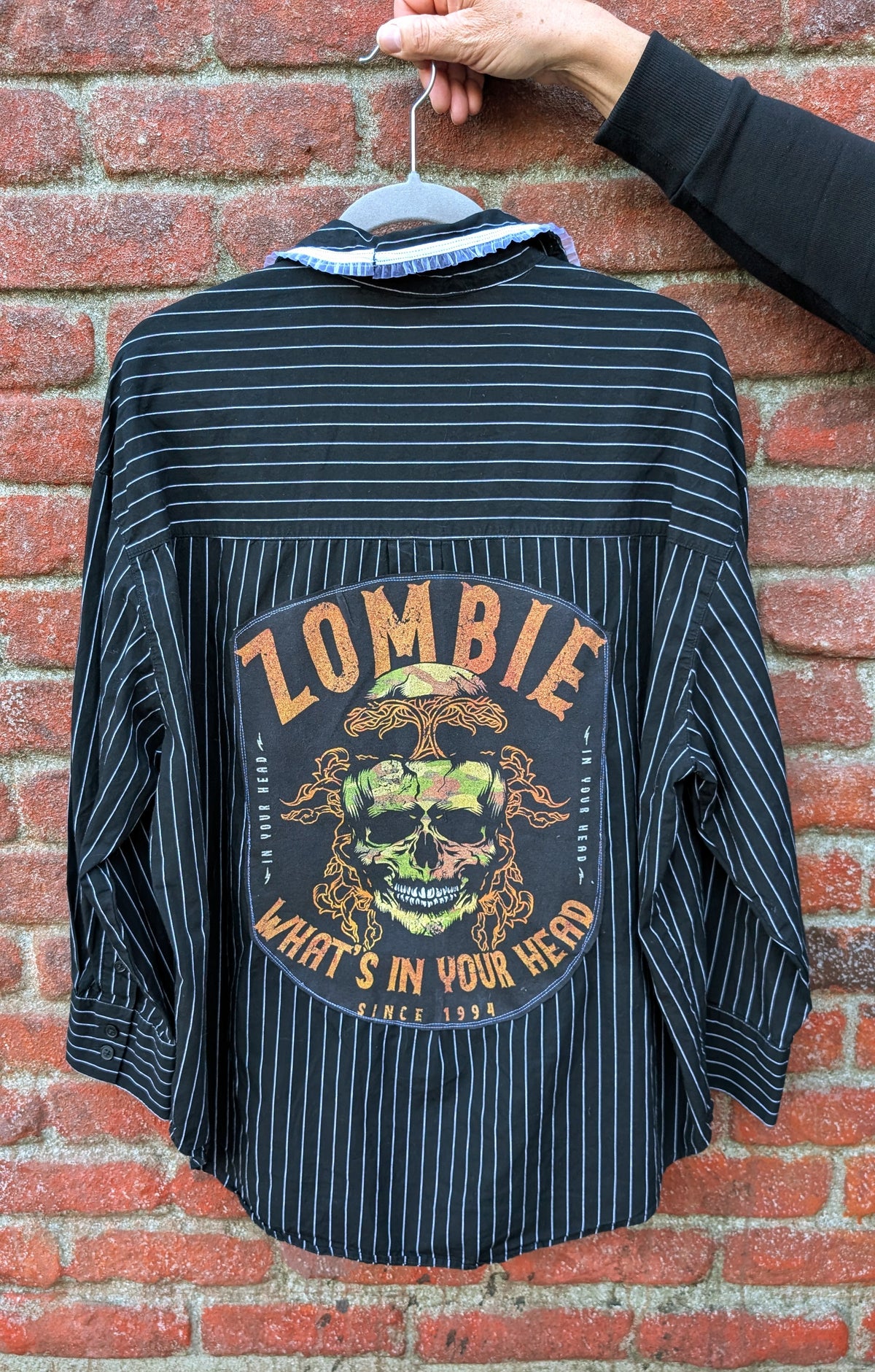 The Zombie pinstripe button up- size XL