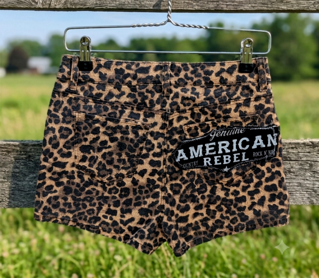 Womens leopard print Johnny Cash shorts