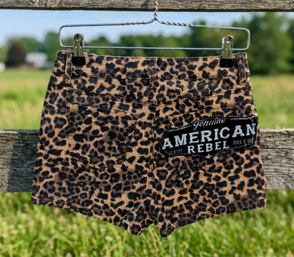 Womens leopard print Johnny Cash shorts