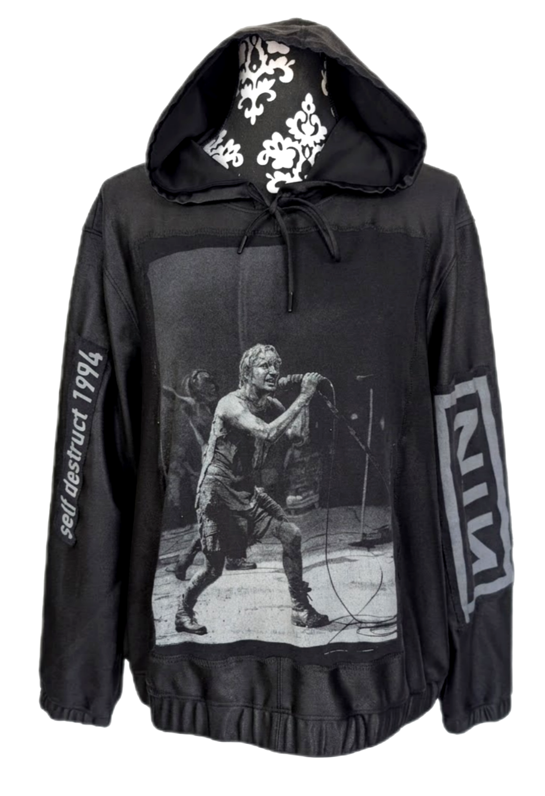 Womens NIN shiny hooded top- size L/ XL
