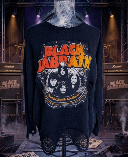 Womens distressed Black Sabbath sweater - size Large