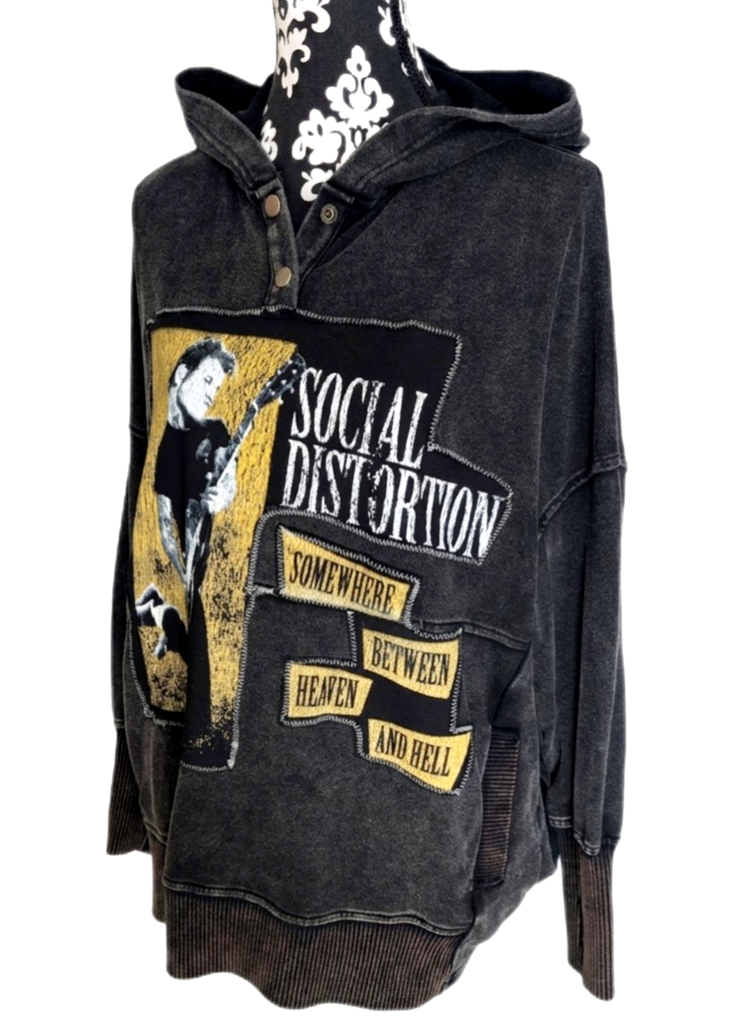 Social Distortion upcycled Hoodie- gender neutral Men's M/ L womens L/ XL