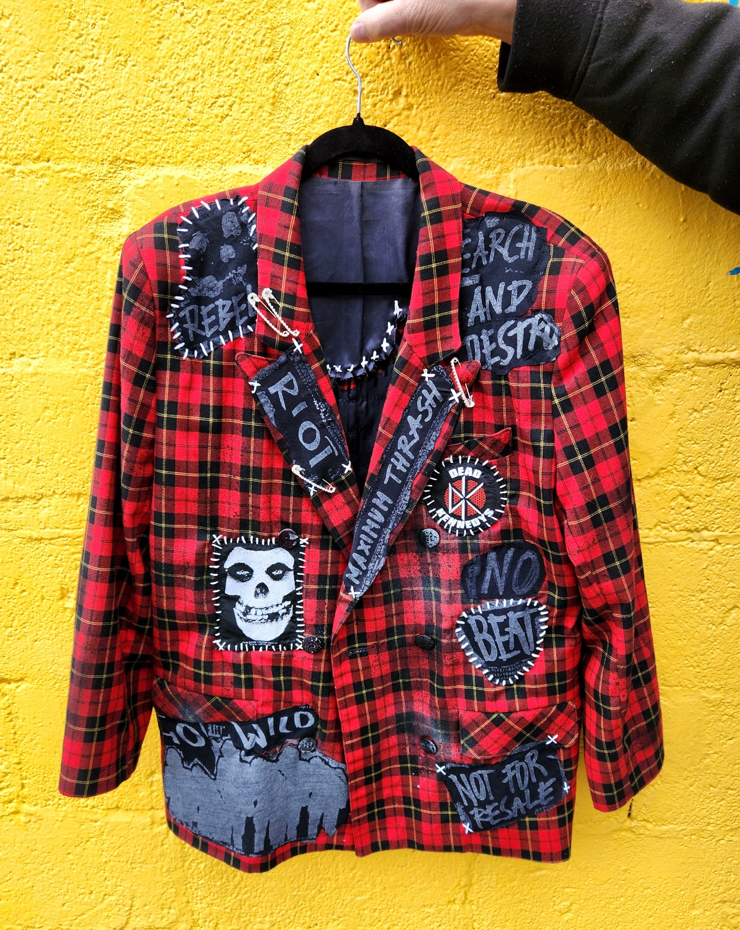 Womens plaid PUNK rock blazer- size L/ XL