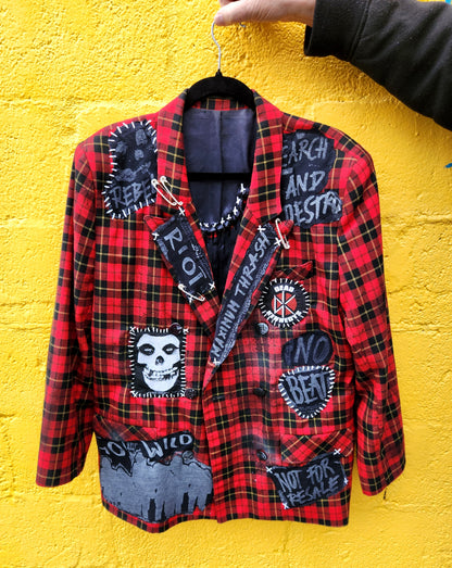 Womens plaid PUNK rock blazer- size L/ XL