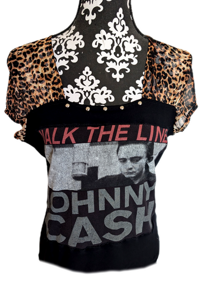 Womens fitted Johnny Cash Walk the line top