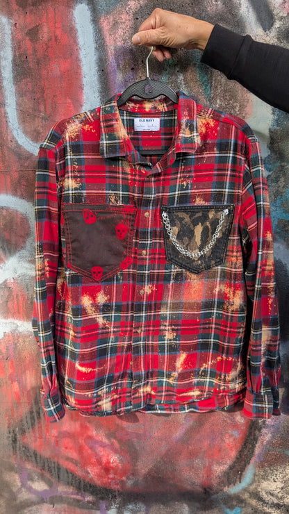 Gender neutral Kurt Cobain quote upcycled flannel- womens XL men's L